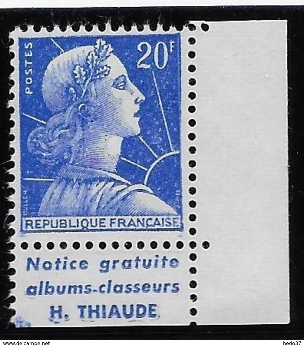 France N°1011B - Pub Thiaude - Neuf ** Sans Charnière - TB - Autres & Non Classés