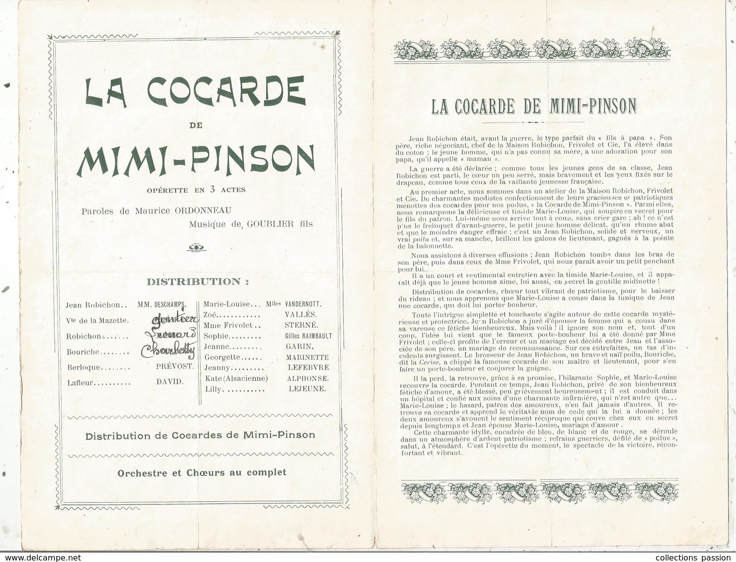 Programme, Théâtre Municipal De LA ROCHELLE,saison 1918-1919 ,la Cocarde De Mimi Pinson  , 2 Scans ,frais Fr 1.75 E - Programmes