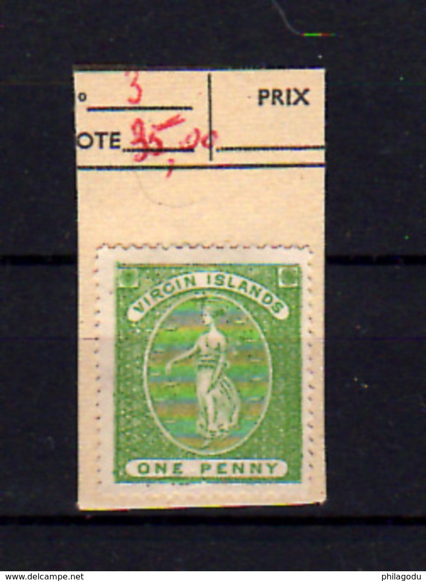 1866   Vierges,  1penny Green Sainte Ursule, Nr.3 Sans  Gomme Cote 90 € - Iles Vièrges Britanniques