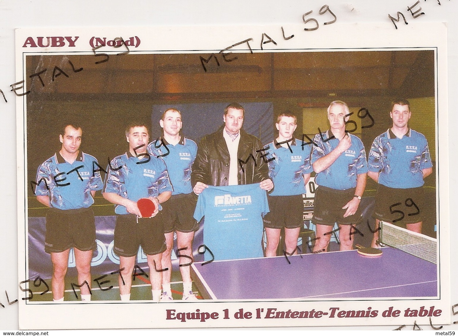 Auby, Tennis De Table Régionale 3, équipe Championne Nord Pas De Calais Avec Noms Des Joueurs - Auby
