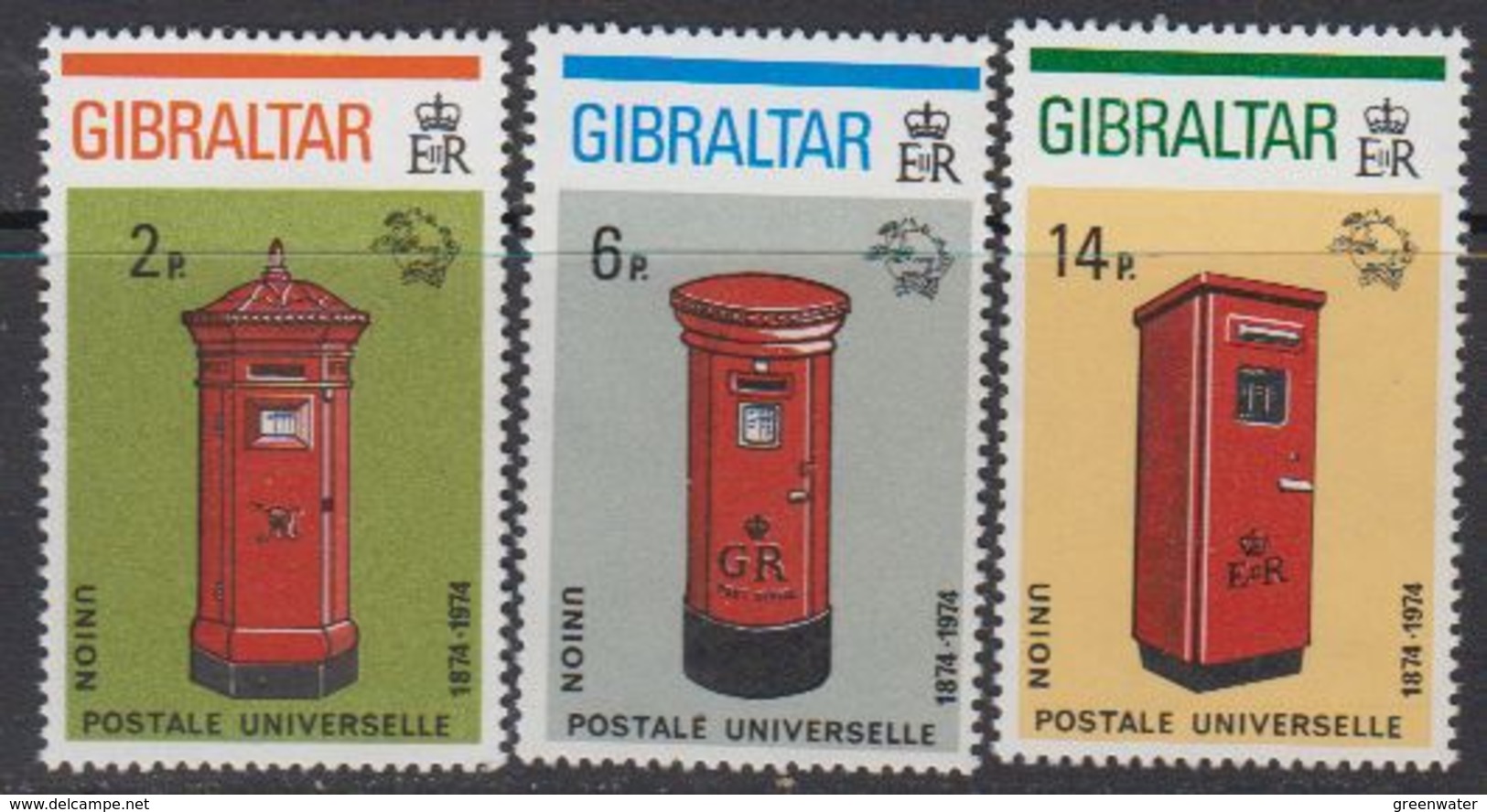 Gibraltar 1974 UPU / Post Boxes 3v ** Mnh (41505G) - Gibraltar