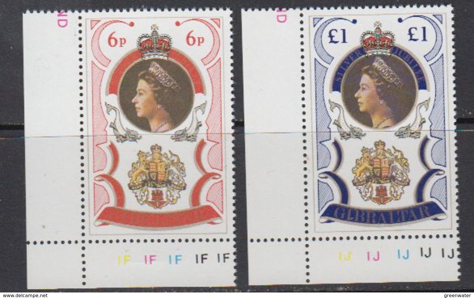 Gibraltar 1977 Silver Jubilee 2v (corners) ** Mnh (41505G) - Gibraltar