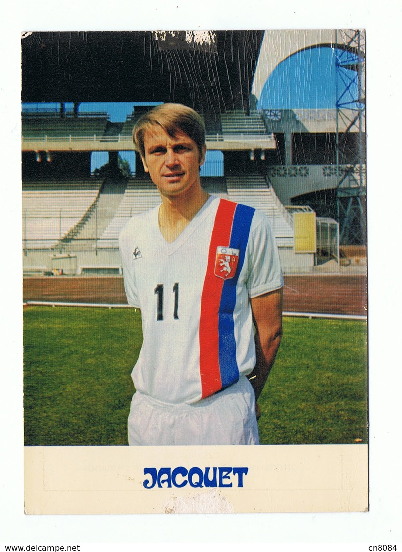 LYON , CARTE PUBLICITE OLYMPIQUE LYONNAIS , O L - JOUEUR AIME JACQUET , PUBLICITE SOMMS - Football