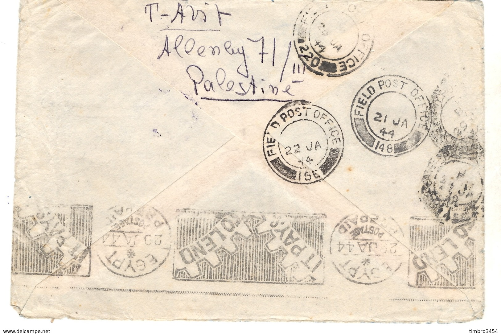 Palestine Belle Lettre De 1944 Pour La Tchécoslovaquie (MEF). Censure Militaire. B/TB. A Saisir! - Palestina