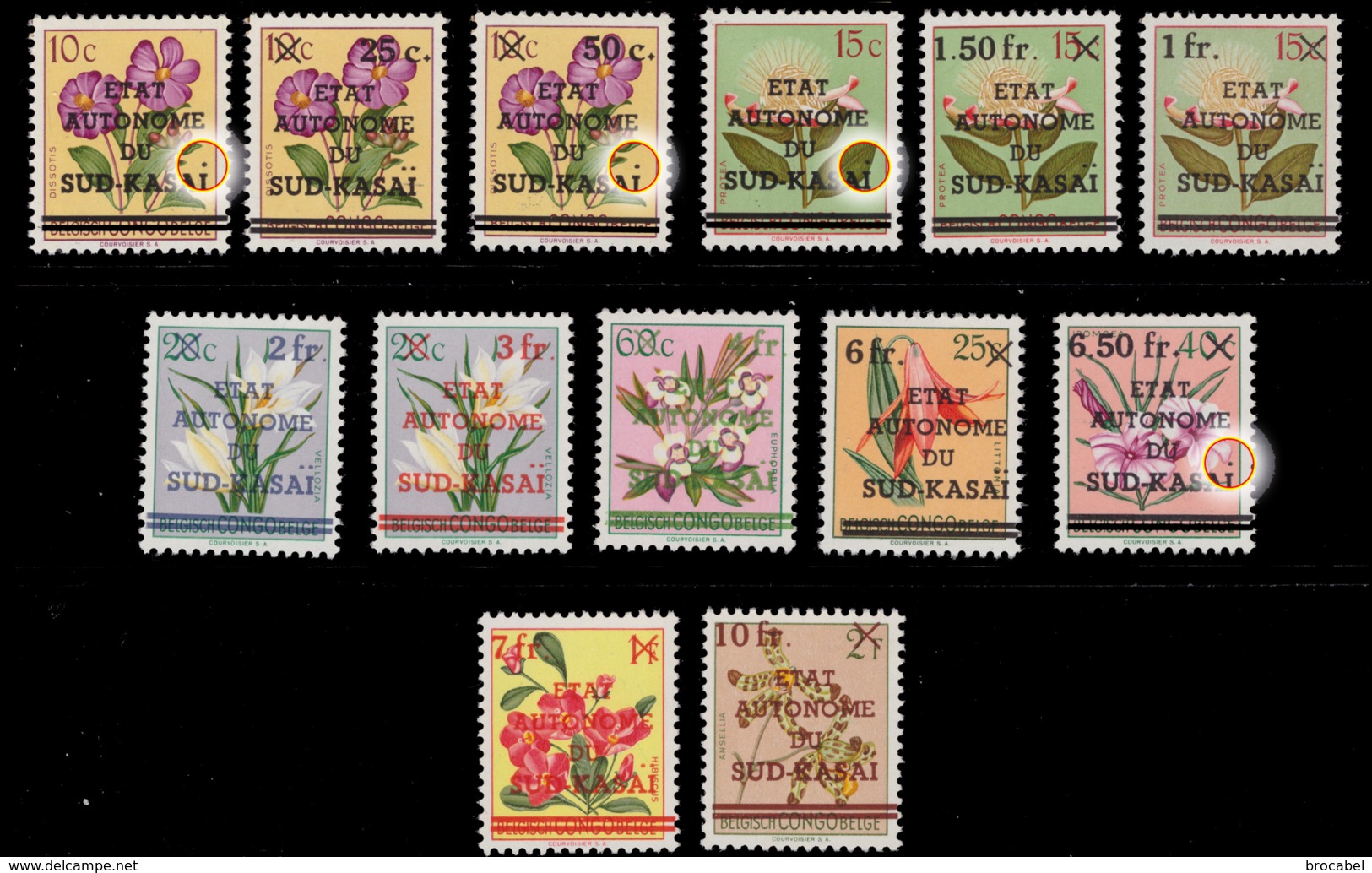 Sud Kasaï 0001/13** Fleurs MNH Curiosirés Sur 4 Timbres - Sud-Kasaï