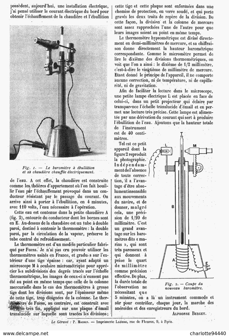 LE BAROMETRE MARIN à EBULLITION   1914 - Other & Unclassified