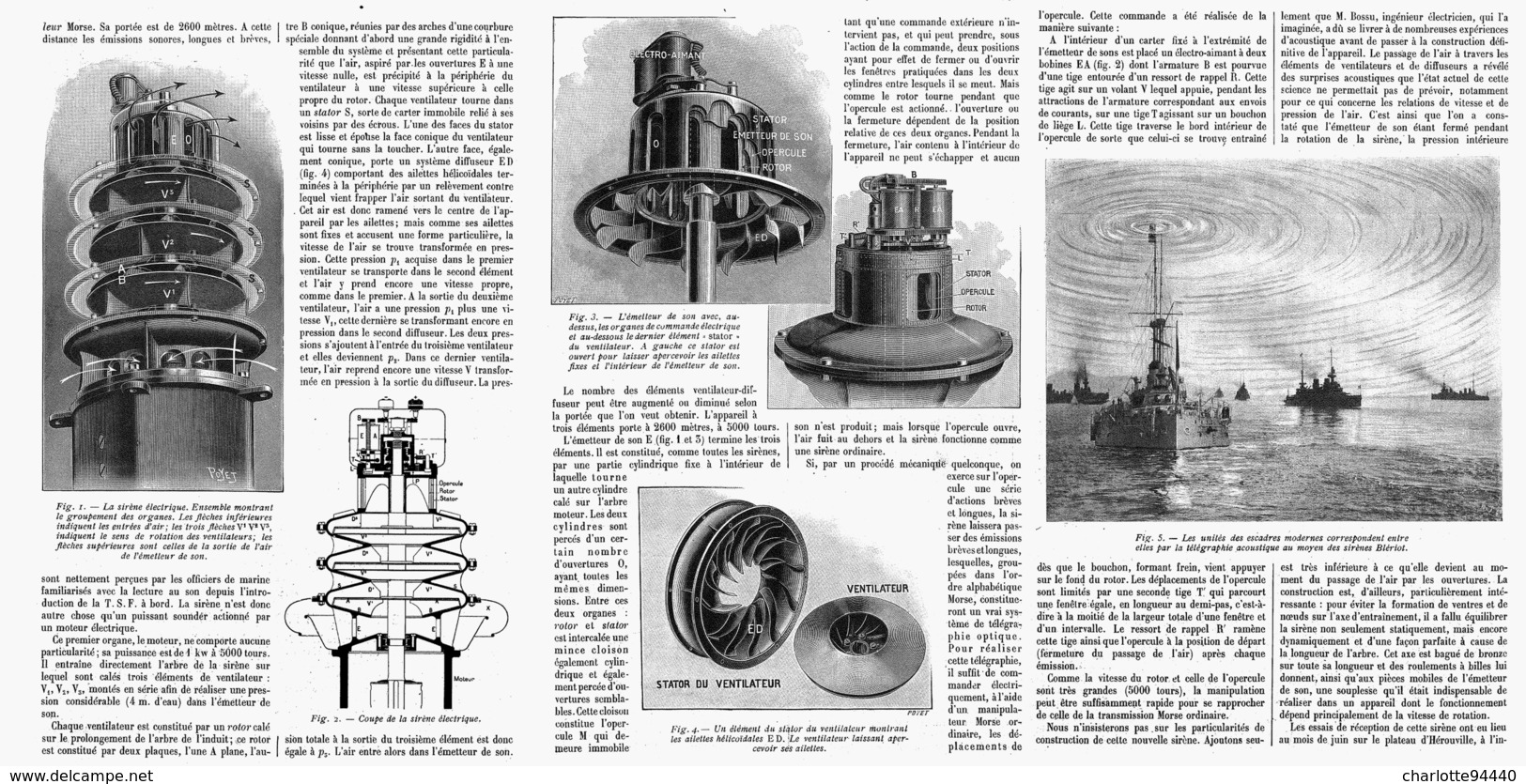LA TELEGRAPHIE ACOUSTIQUE Par La SIRENE ELECTRIQUE " BLERIOT "  1914 - Other & Unclassified