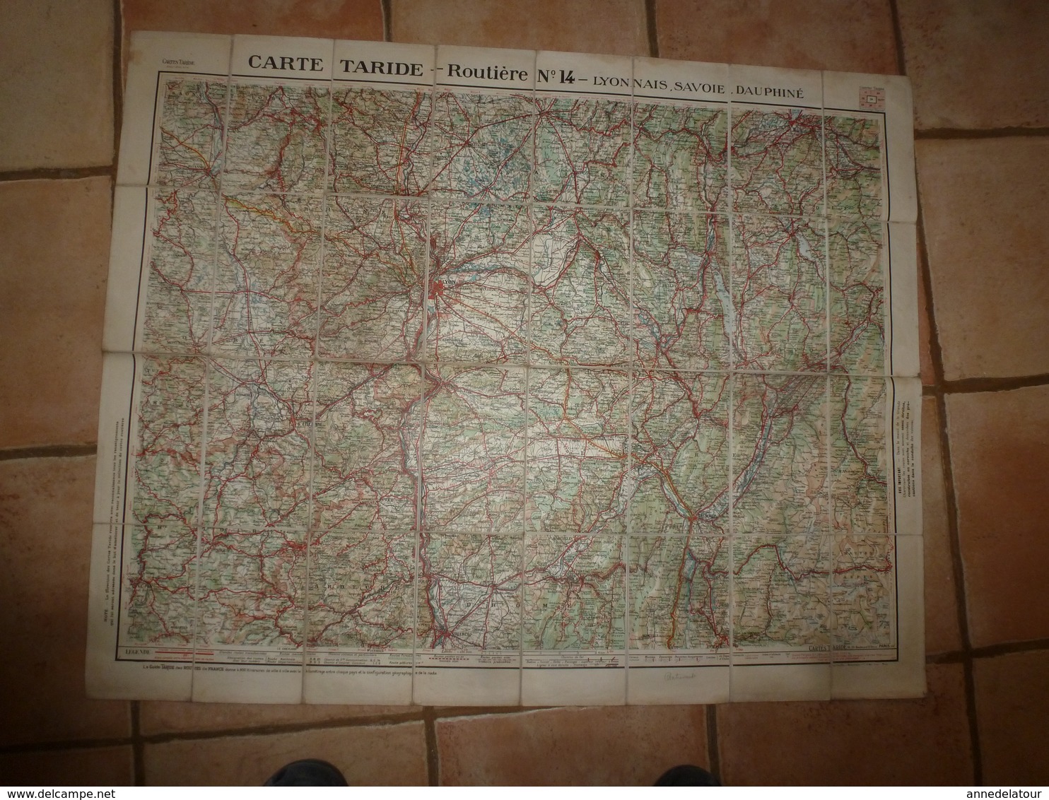 Carte Routière Toilée   TARIDE    N° 14  ---->  Lyonnais - Savoie - Dauphiné - Carte Stradali