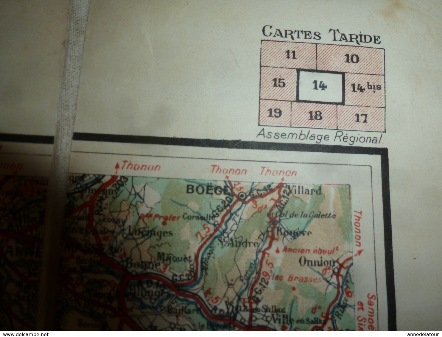 Carte routière toilée   TARIDE    N° 14  ---->  Lyonnais - Savoie - Dauphiné