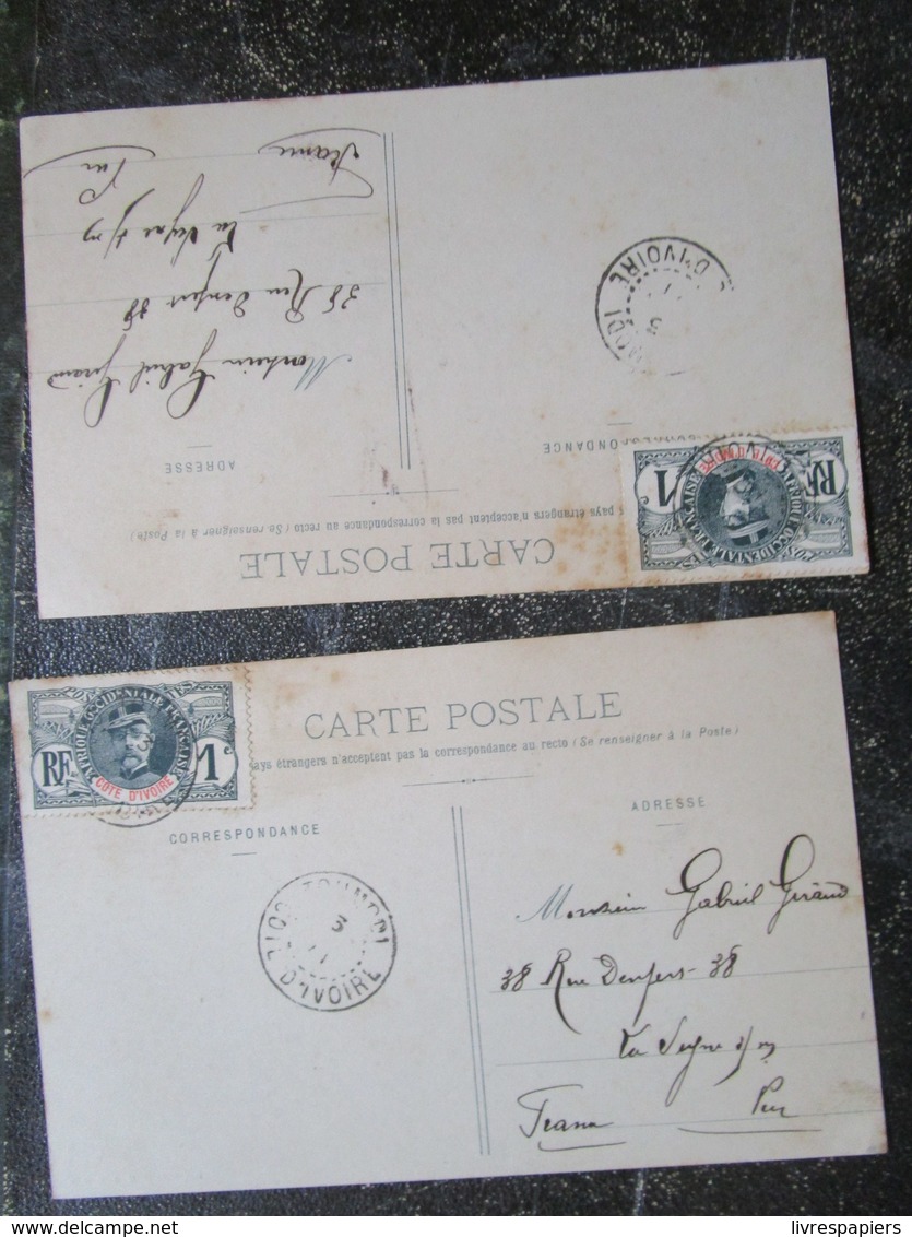 Cote D'ivoire Lot 2 Cpa Vue Camp Tirailleurs   Cpa Timbrée  Afrique Noire - Ivory Coast