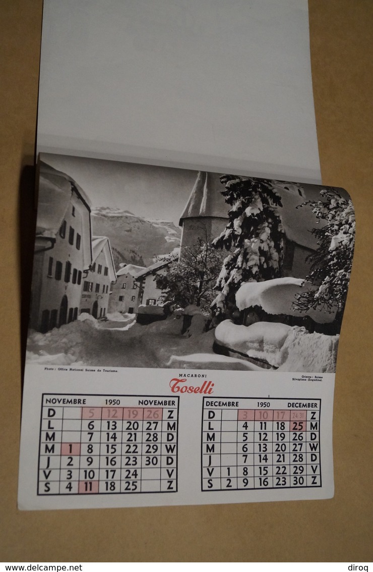 Ancien Calendrier Publicitaire Toselli 1950,pour Le 50 Iem Anniversaire,31,5 Cm. Sur 24 Cm.complet - Big : 1941-60