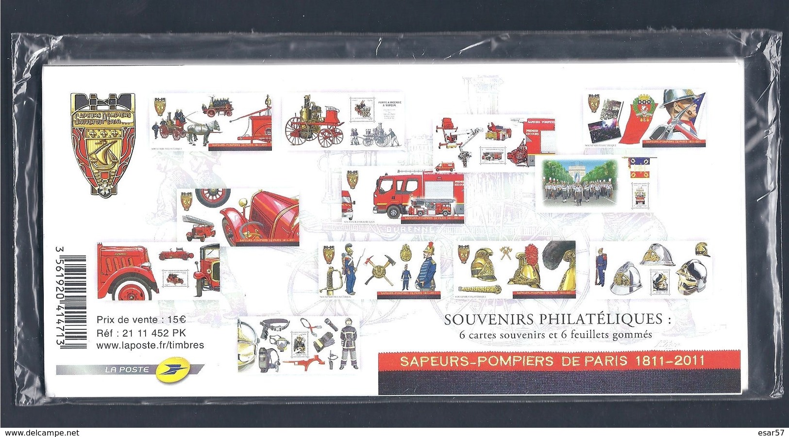 France Bloc Souvenir N° 59 à 64 BICENTENAIRE DE LA BRIGADE DES SAPEURS POMPIERS DE PARIS Ensemble 6 Blocs NSB ** - Souvenir Blocks