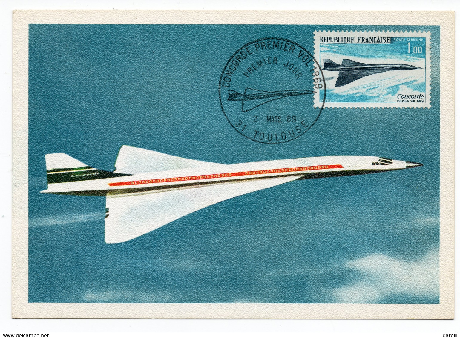 Carte Maximum 1969 - Concorde 1er Vol De L'avion Supersonique  YT PA 43 - 31 Toulouse ( Réf A1595) - 1960-1969