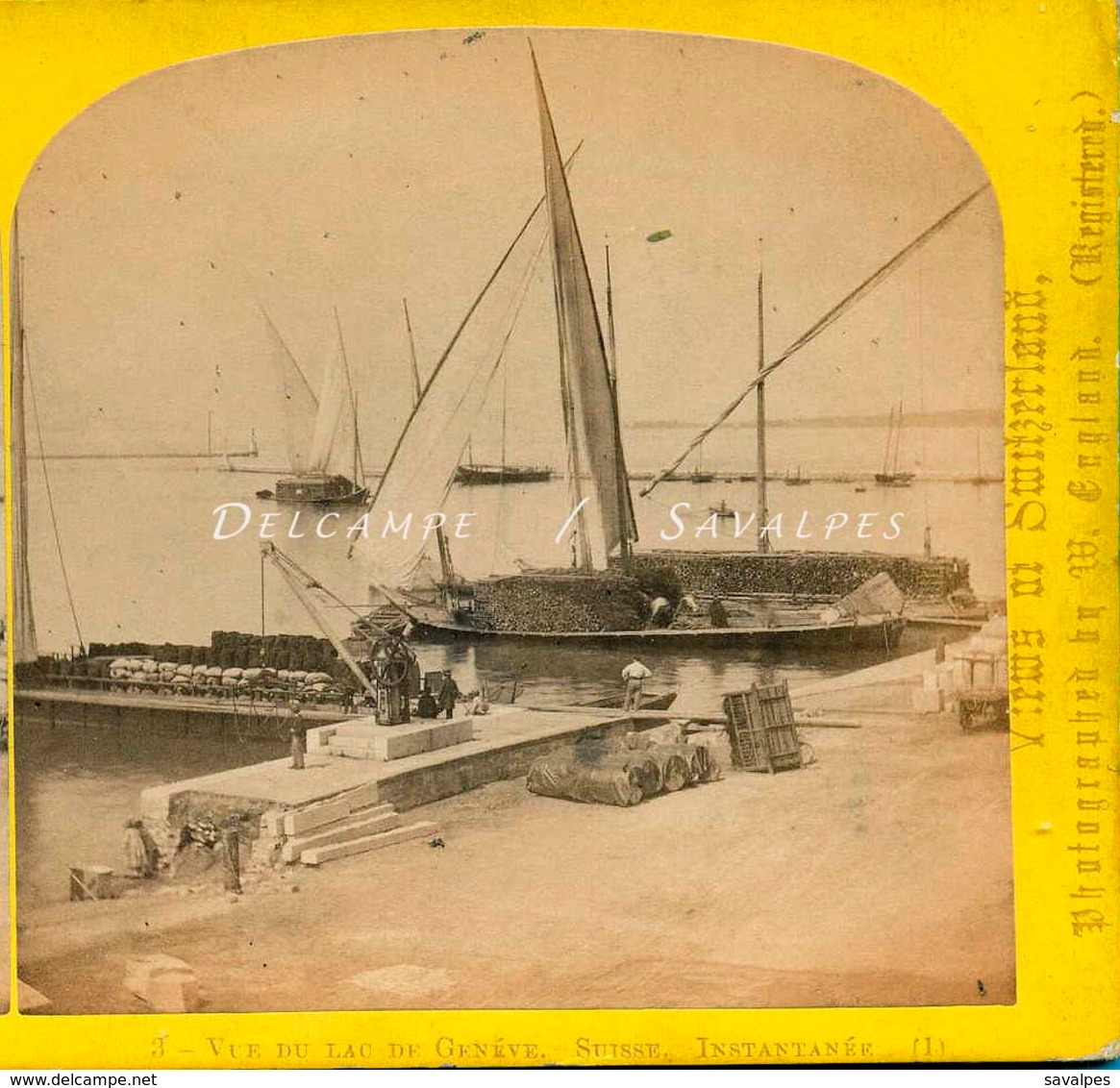 Suisse Genève - Barque Du Léman Au Port En 1865 - Photo Stéréoscopique W England - Voir Scans - Stereoscopic