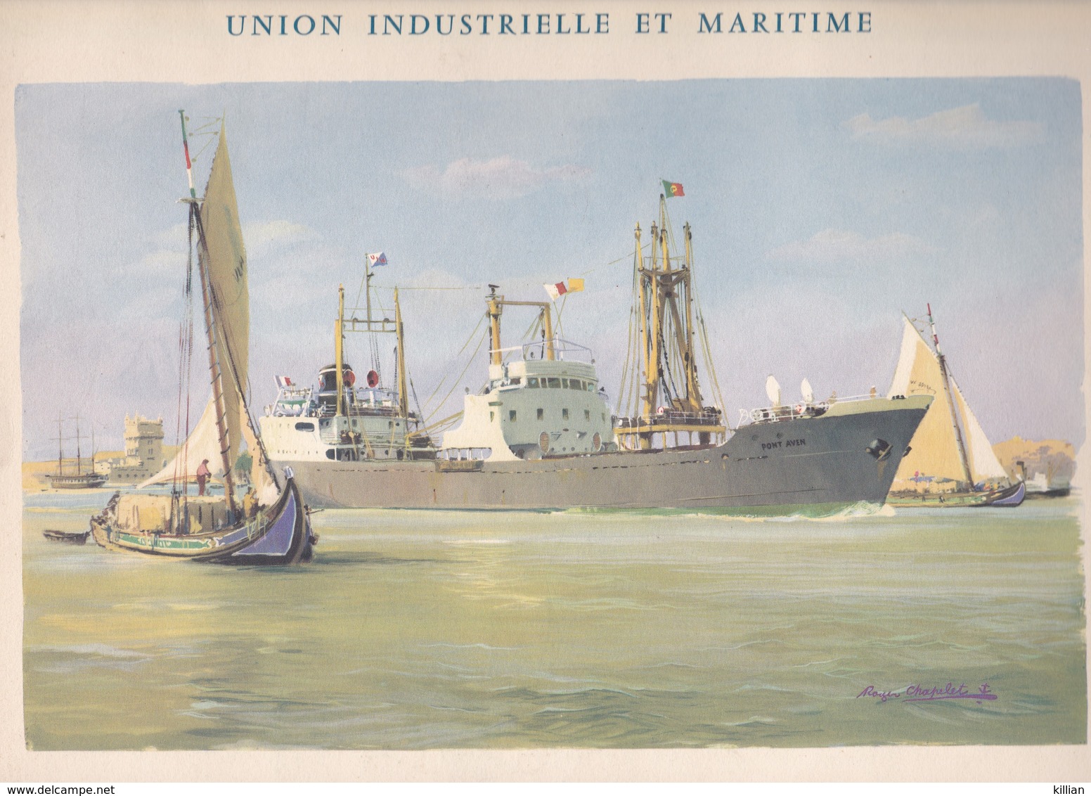 Gravure Originale  "union Industrielle Et Maritime"  De Roger Chapelet Format 25x 31 - Other & Unclassified