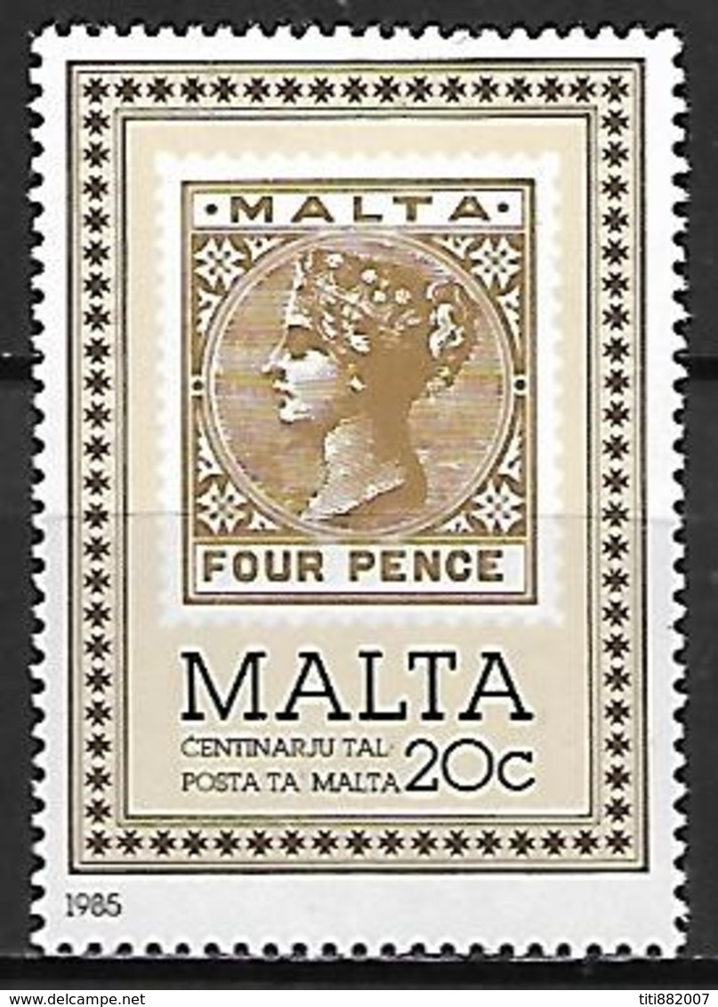 MALTE    -   1985 .   Y&T N° 703 **.   Centenaire Du Timbre Maltais.  Timbre Sur Timbre. - Malte