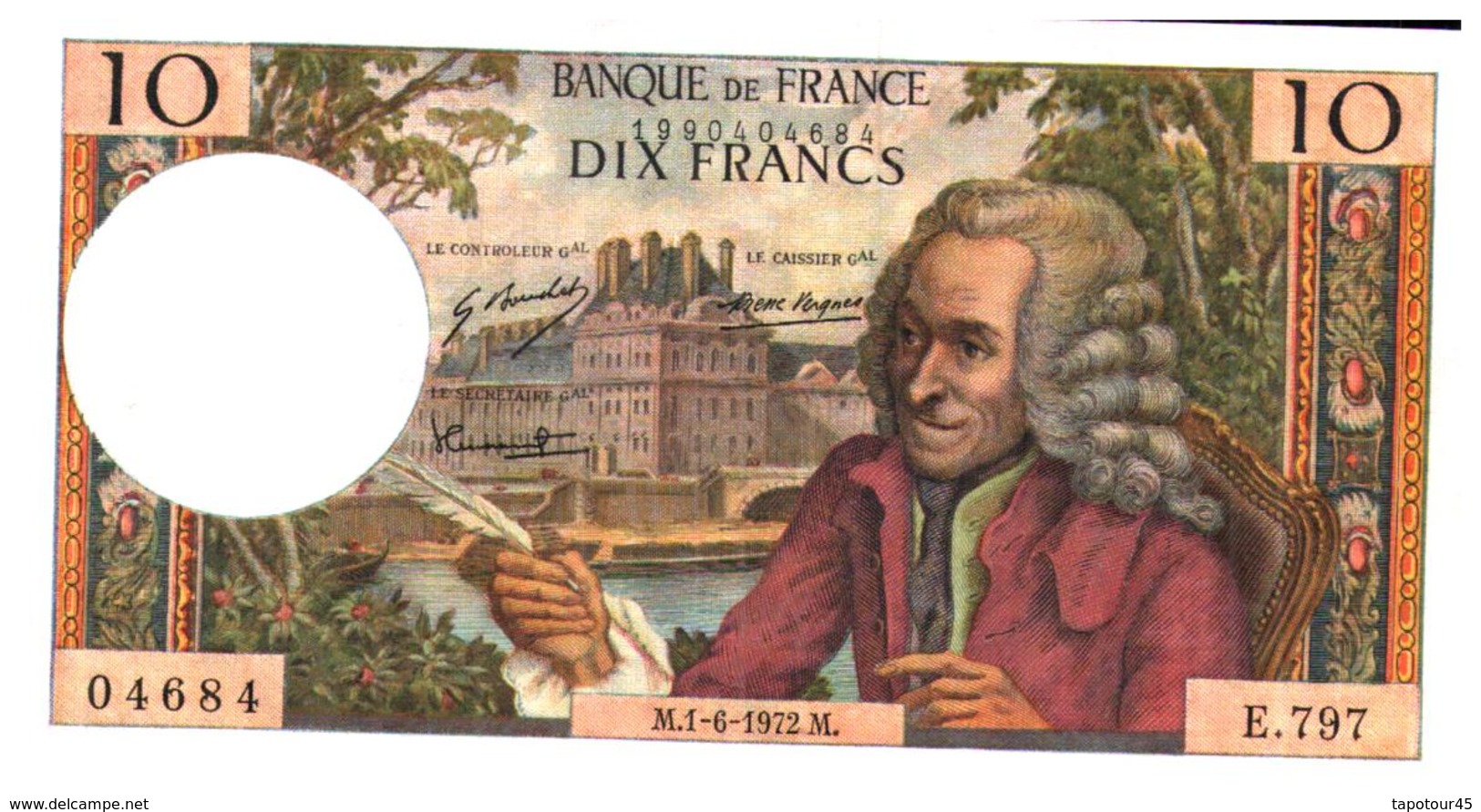 Billet > France > 10 Francs 1972  Qualité Sup/ (2 épinglages Peux Voyants) - 10 F 1963-1973 ''Voltaire''