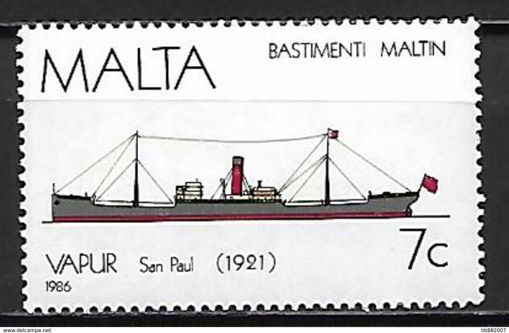 MALTE    -   1985 .   Y&T N° 721  **.  Bateau - Malte