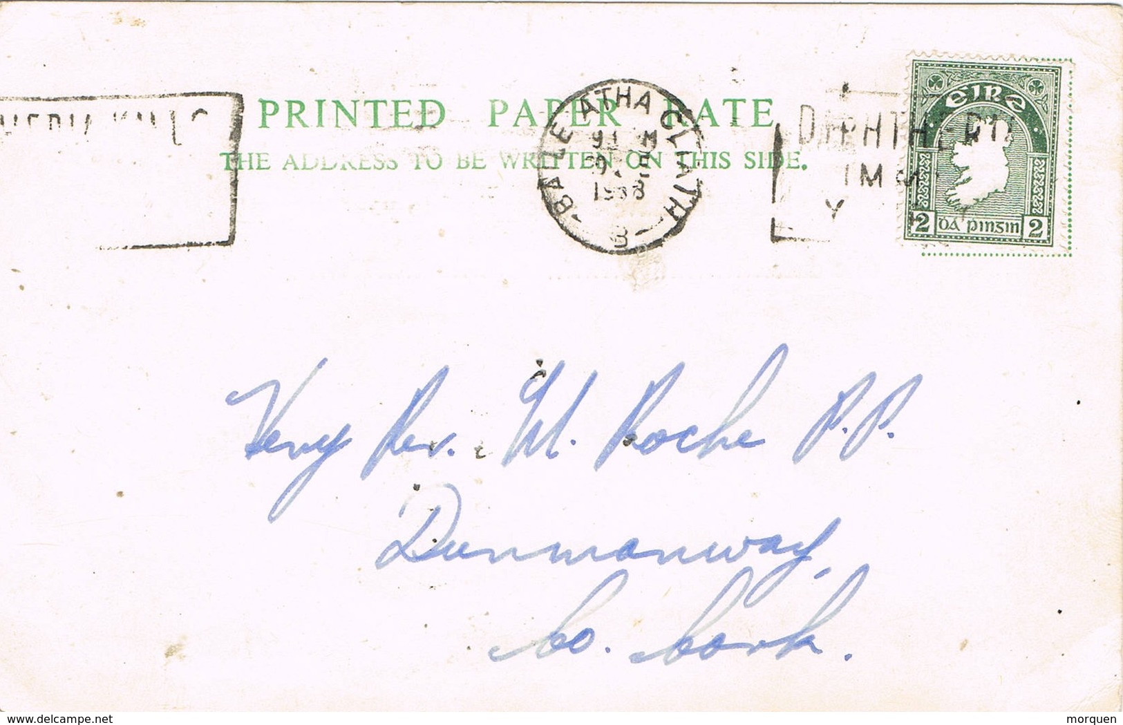 30828. Tarjeta BAILE ATHA CLIATH (Dublin) Irlanda 1958 - Lettres & Documents