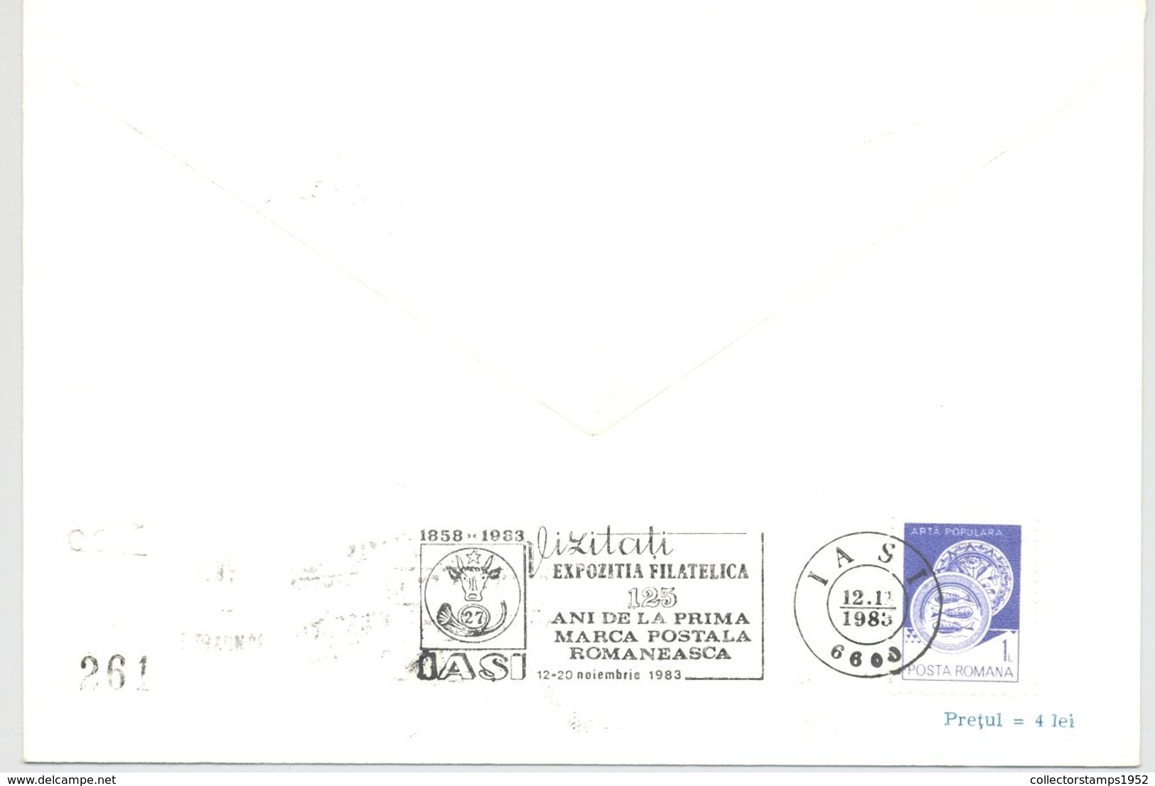 74562- FIRST ROMANIAN STAMP ANNIVERSARY, BULL'S HEAD, SPECIAL COVER, 1983, ROMANIA - Lettres & Documents