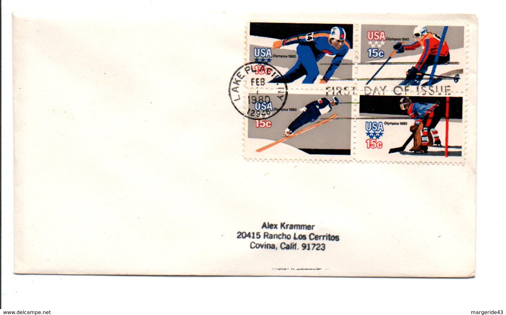 USA FDC J O LAKE PLACID PATINAGE SLALOM SAUT HOCKEY - Hiver 1980: Lake Placid