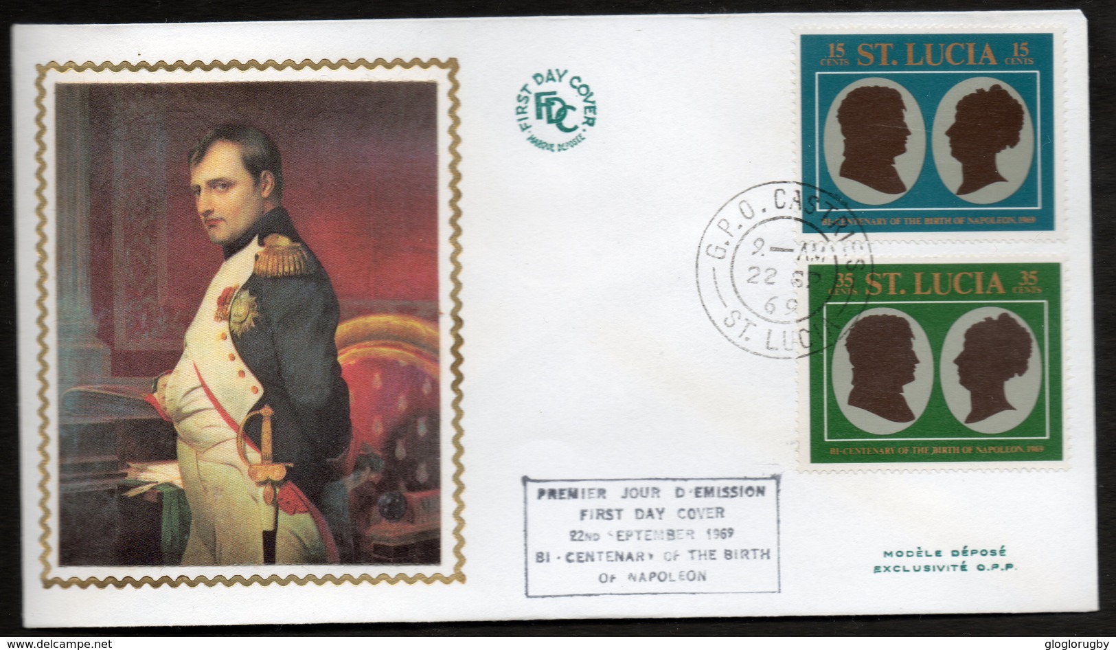 Serie 2 Fdc NAPOLEON SAINTE LUCIE 22 8 1969 Superbe Et Rare - Napoleon