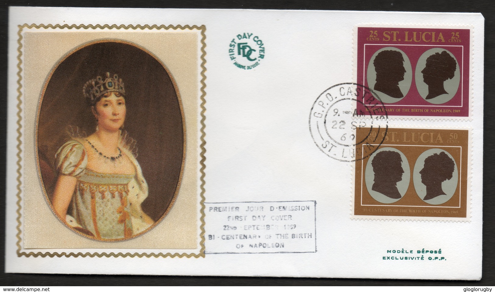 Serie 2 Fdc NAPOLEON SAINTE LUCIE 22 8 1969 Superbe Et Rare - Napoléon