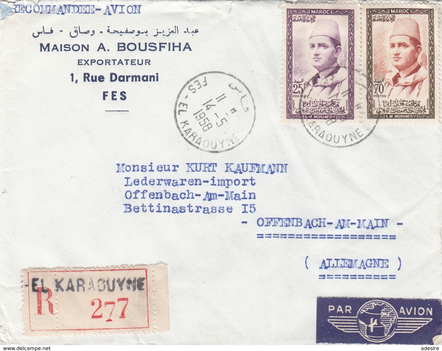 MAROC 1958 - 2 Fach Frankierung Auf R-LP-Brief - Morocco (1956-...)