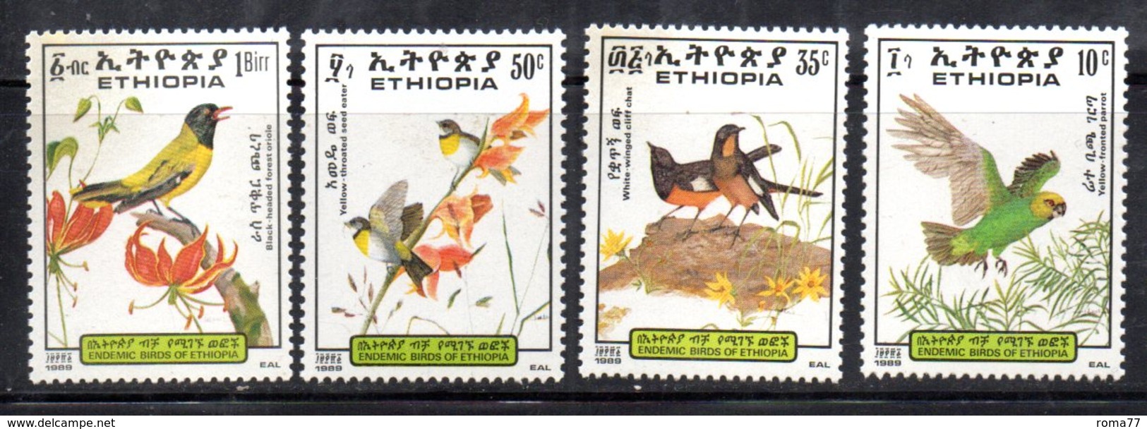 ETP240 - ETIOPIA 1989,  Yvert  N. 1246/1249 ***   BIRDS  UCCELLI - Etiopia