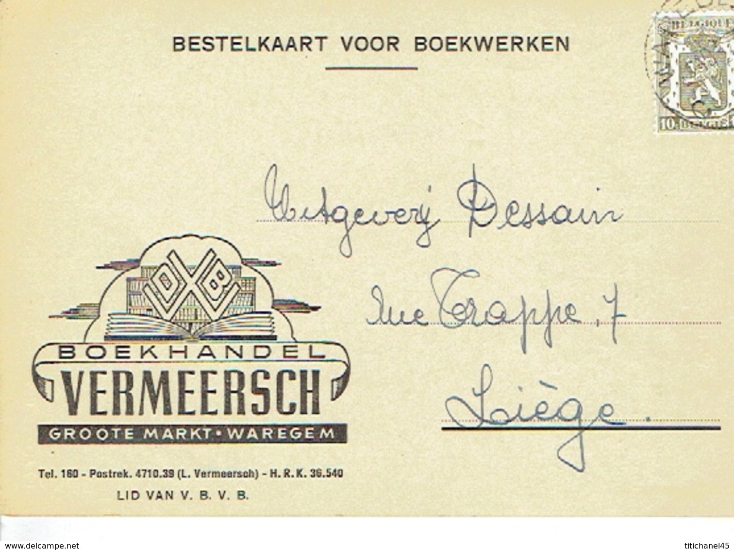 PK Publicitaire WAREGEM 1947 - VERMEERSCH - Boekhandel - Waregem