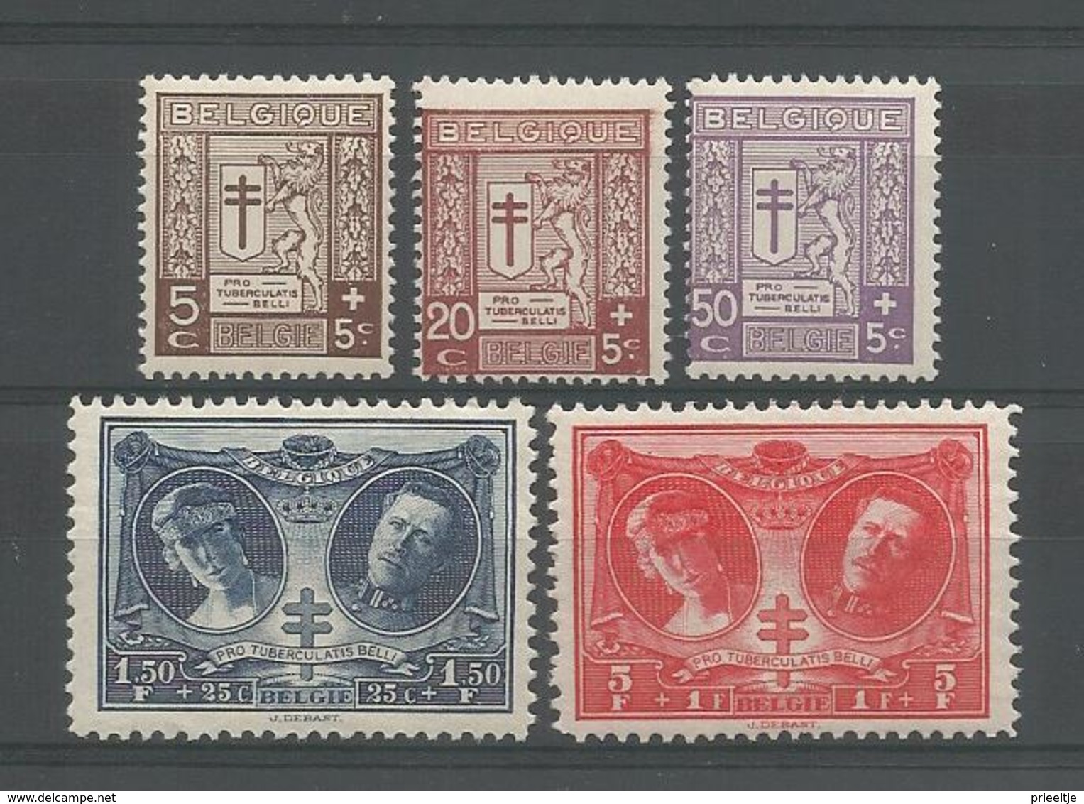 Belgium 1926 Anti Tuberculosis  OCB 240/244 ** - Unused Stamps