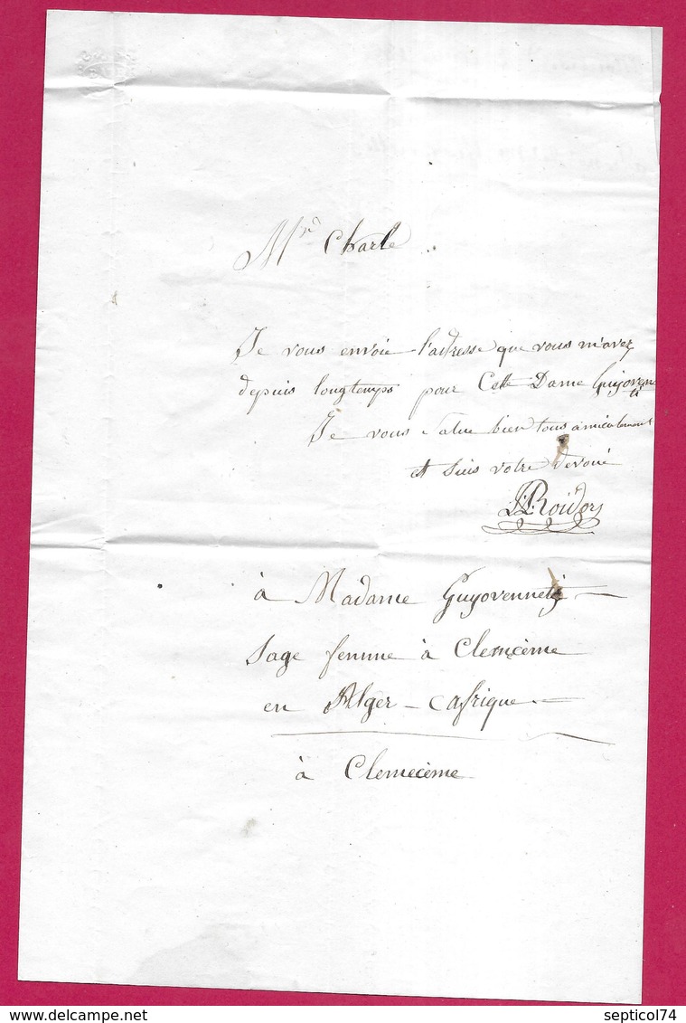 CAD TYPE 22 VERS EN MONTAGNE JURA 1855 TAXE LOCALE 1D CD ROUGE BOITE RURALE G MONTROND POUR CHAMPAGNOLE - 1849-1876: Période Classique