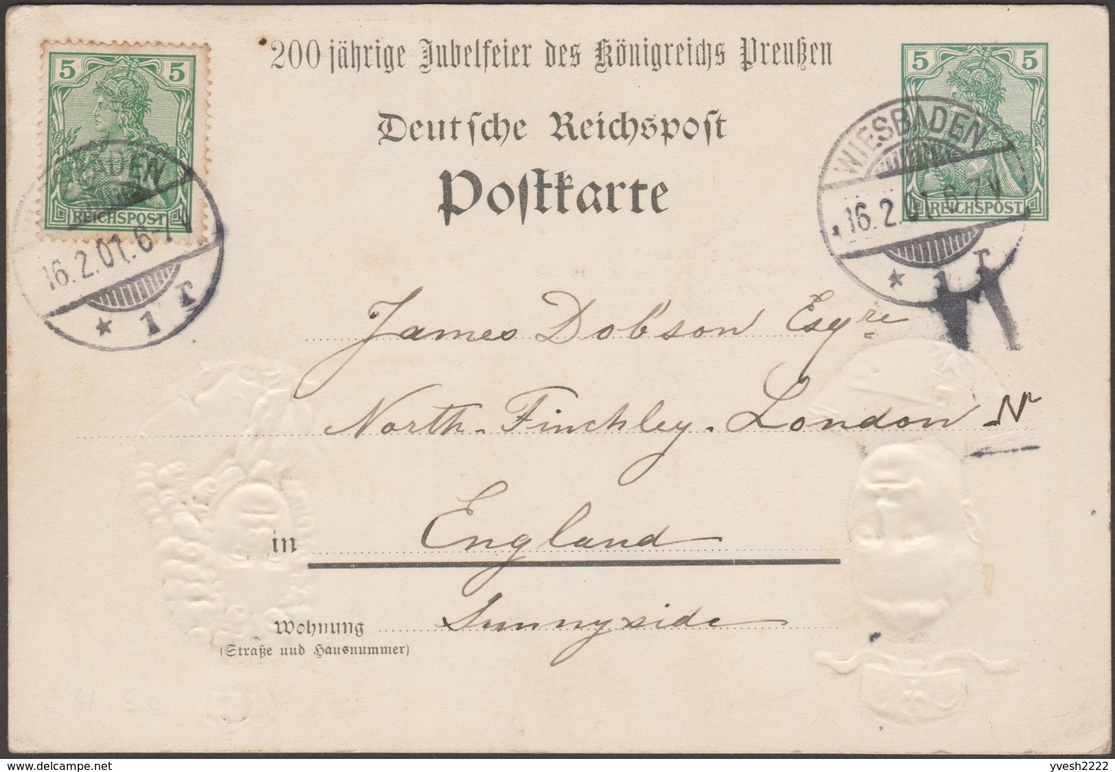 Allemagne 1901. Entier Postal Timbré Sur Commande. Frédéric III électeur Du Saint-Empire Romain Germanique, Guillaume II - Familles Royales