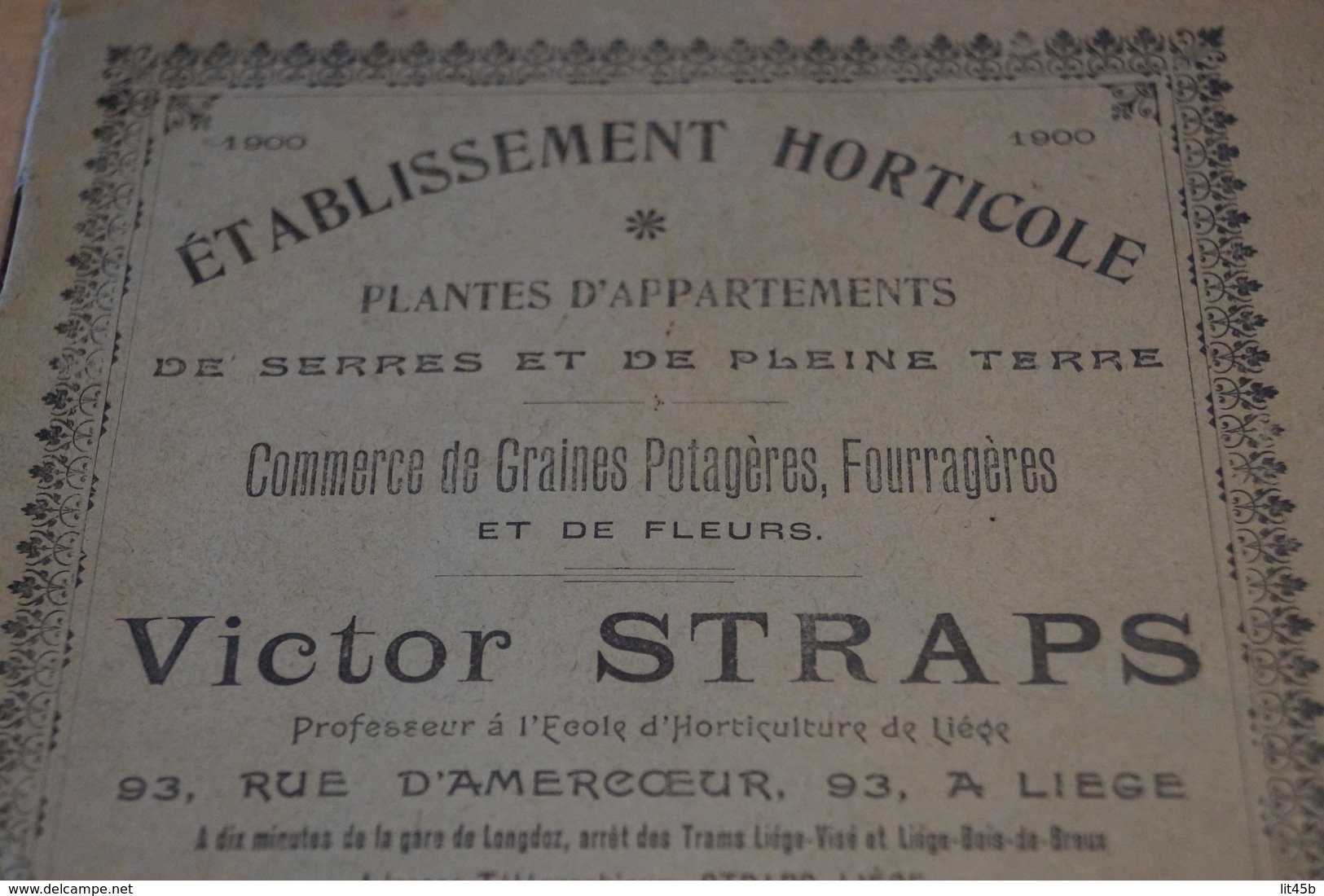 Ancien Catalogue Publicitaire établissement Horticole Année 1900,Victor Straps,Liège,18 Pages,23 Cm/15 Cm. - Advertising