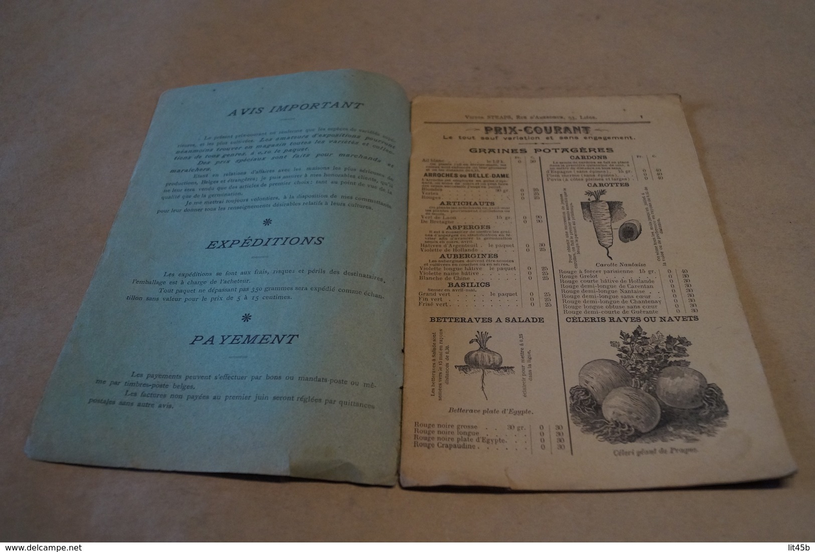 Ancien Catalogue Publicitaire établissement Horticole Année 1900,Victor Straps,Liège,18 Pages,23 Cm/15 Cm. - Advertising