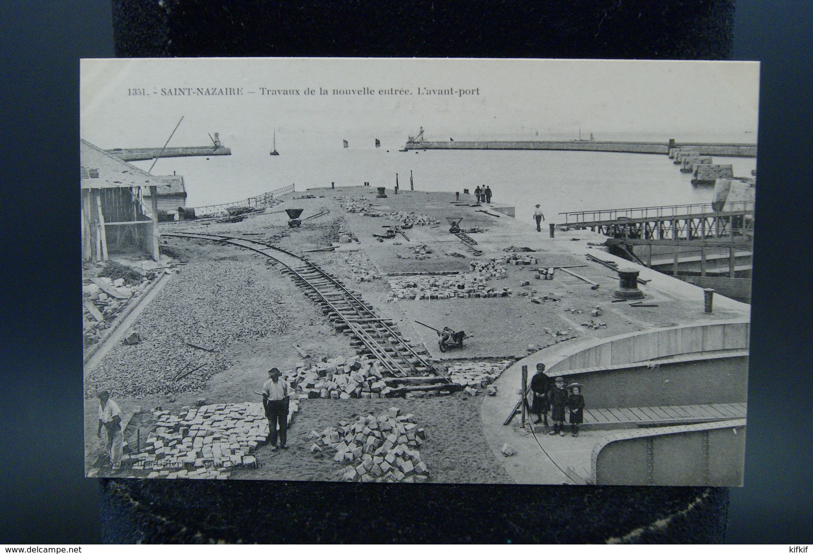 Carte CPA Saint Nazaire Travaux De La Nouvelle Entrée L'avant-port Voie Ferrée Pavés - Saint Nazaire