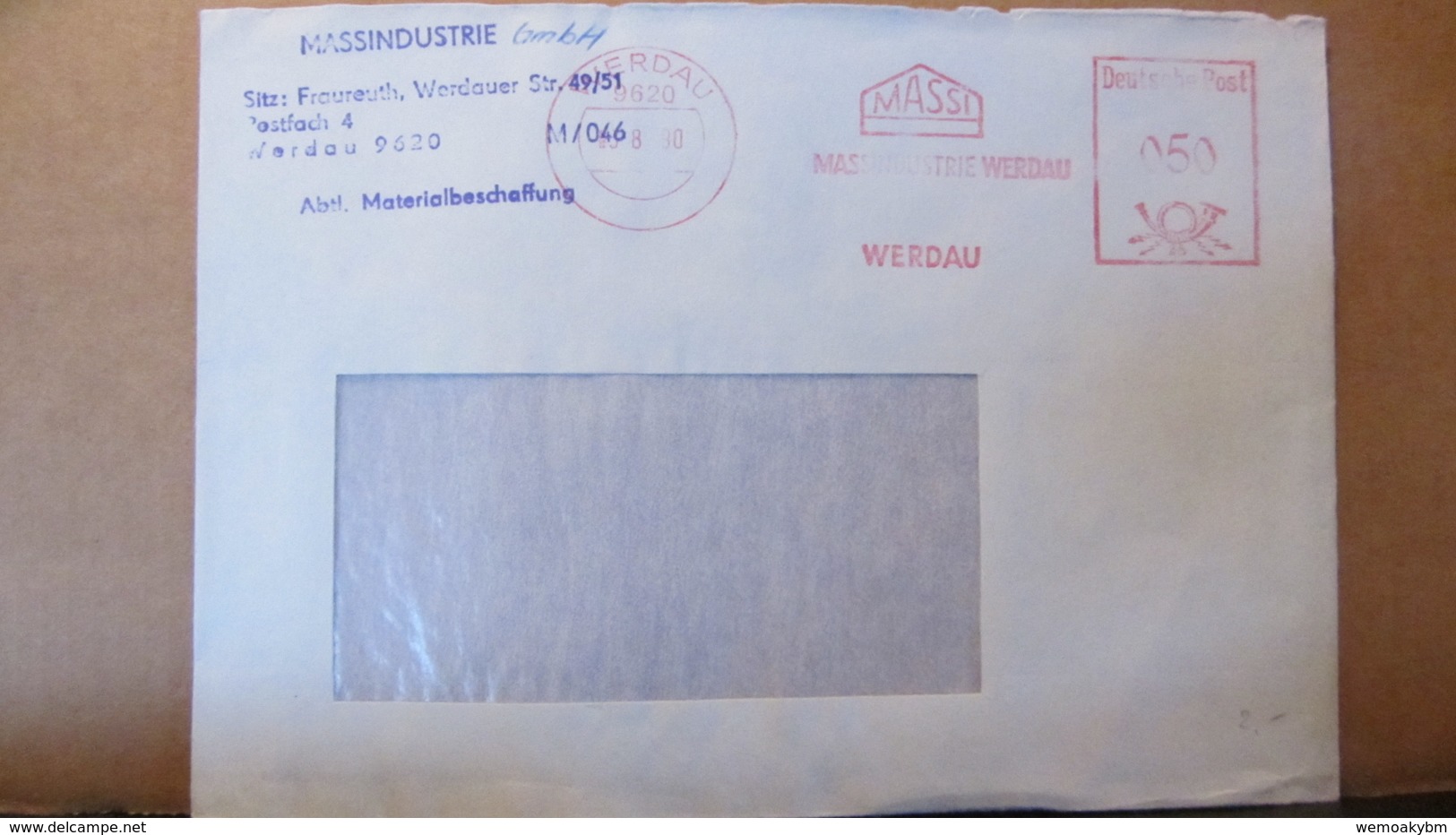 DDR: Brief Mit AFS =050= MASSINDUSTRIE Werdau Ohne VEB -mit Handschriftlich "GmbH" 3.8.90 -Währungsunion 1990! - Briefe U. Dokumente