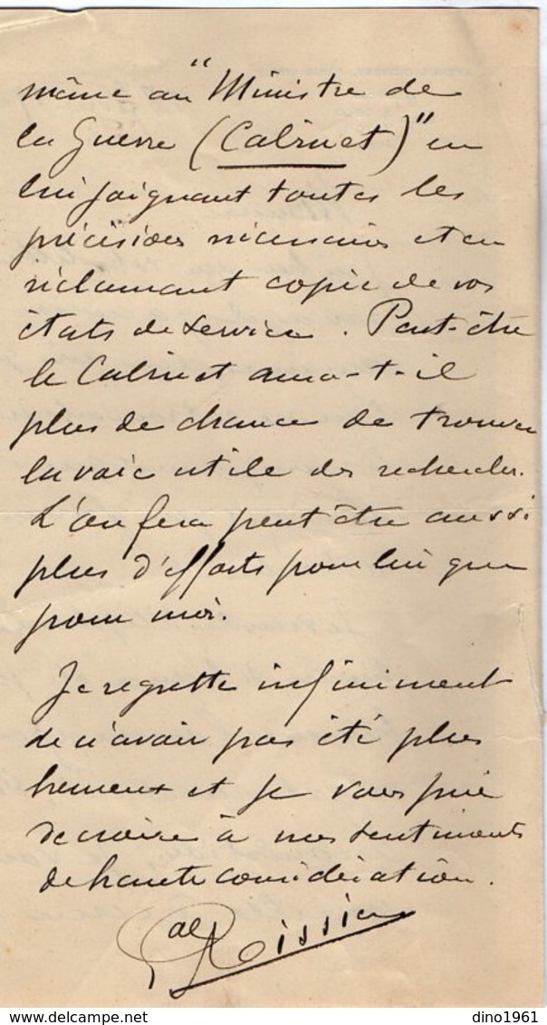 VP13.671 - MILITARIA - PARIS 1927 -  LAS - Lettre De Mr Le Général AISSIER ?? - Autres & Non Classés