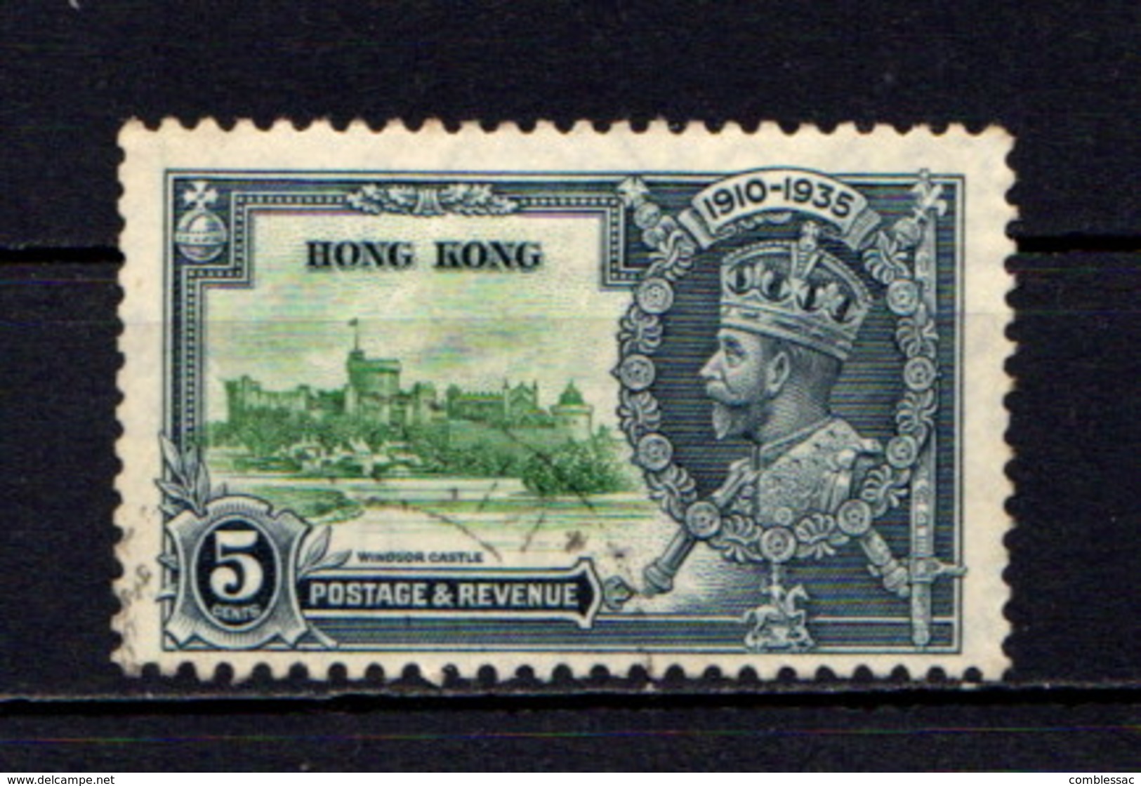 HONG  KONG    1935    Silver  Jubilee   5c  Green  And  Indigo    USED - Nuovi