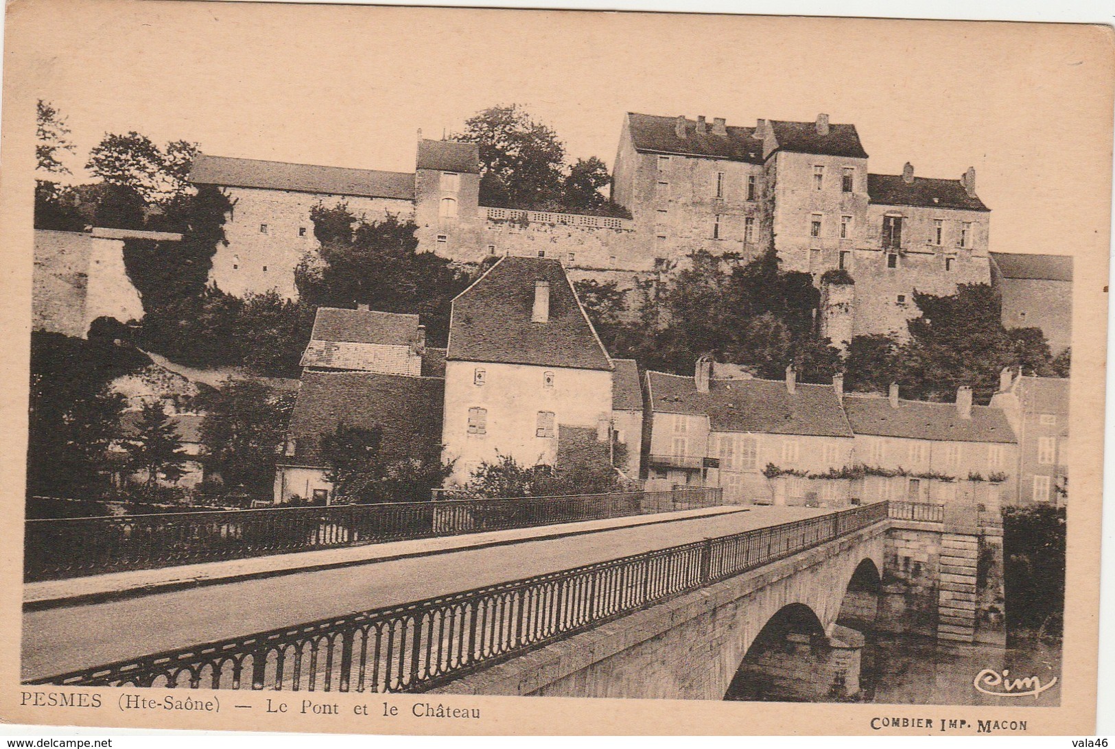 PESMES   70  HAUTE SAONE   CPA  SEPIA   CIM   LE PONT ET LE CHATEAU - Pesmes