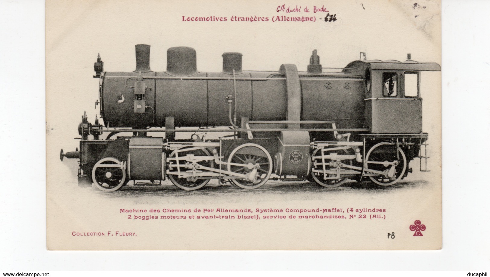 LES LOCOMOTIVES  (Allemagne) Machine Des Chemins De Fer Allemands Service De Marchandises N°22. - Trains