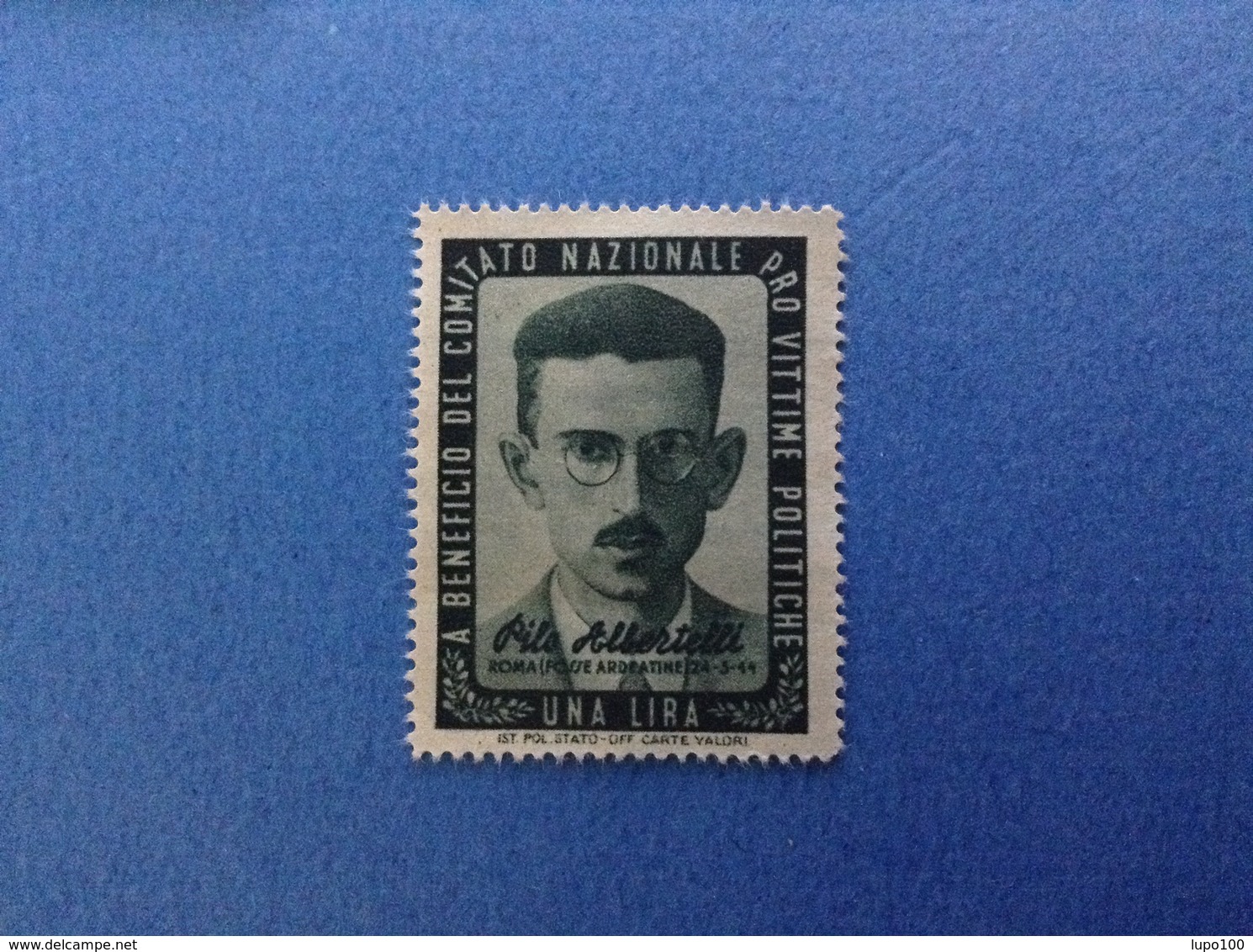 1944 MARCA 1 LIRA PRO VITTIME POLITICHE ALBERTELLI NUOVA SENZA GOMMA - Revenue Stamps