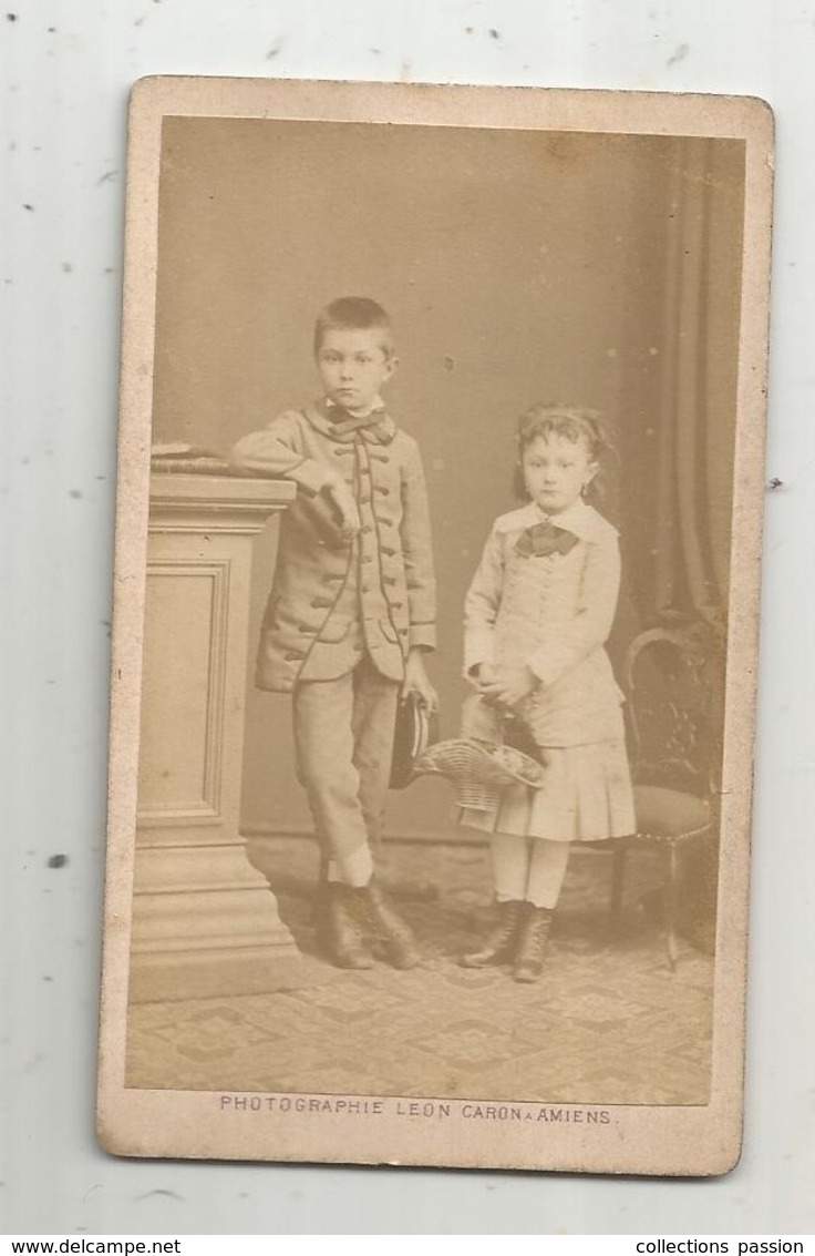 Photographie Léon Caron , Amiens , Enfants ,fille , Garçon , 2 Scans - Personnes Anonymes