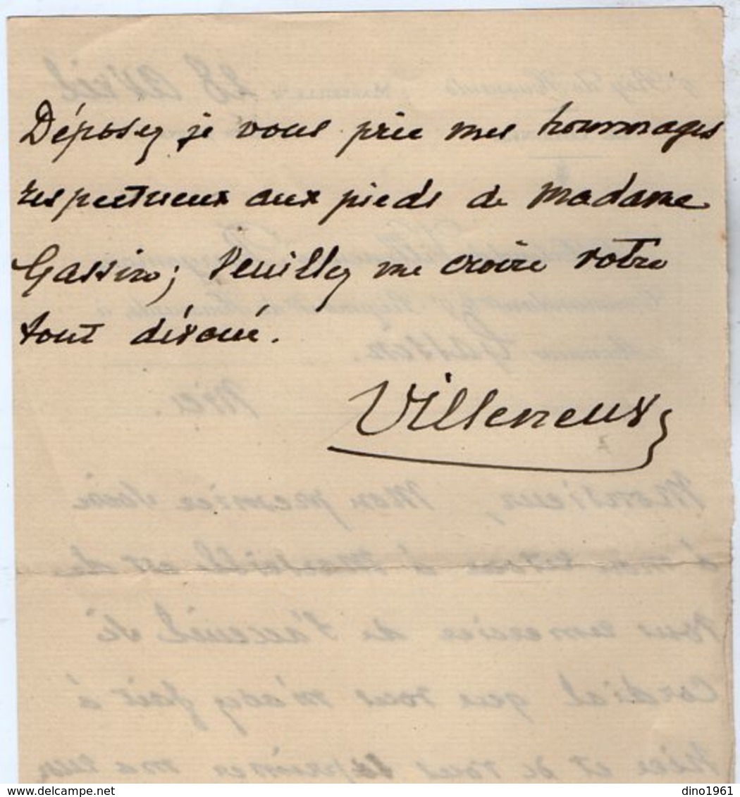 VP13.673 - MARSEILLE  - LAS - Lettre De Mr Le Colonel De VILLENEUVE BARGEMON Au 9 ème De Hussards Pour Mr GASSIN à NICE - Autres & Non Classés