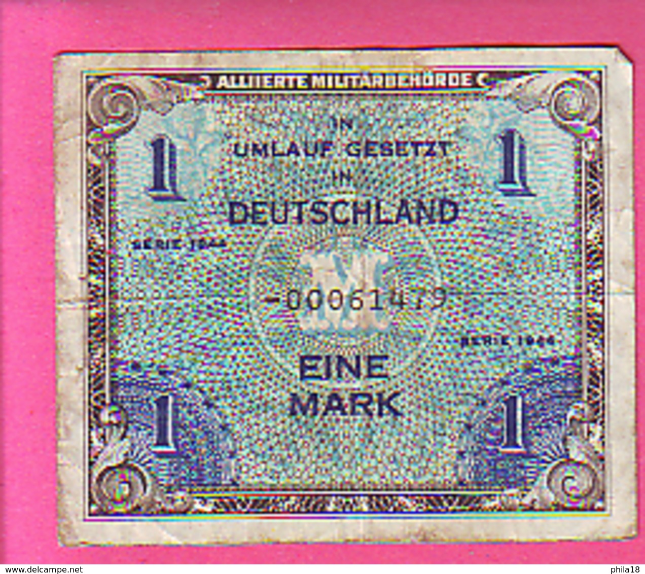 3 Billets MILITARIA - ALLIERTE MILITARBEHORDE SERIE 1944  2 De 1 MARK  EINE + 1 Un De 1/2 MARK FÜNFZIG PFENNIG IN UMLAUF - Sonstige & Ohne Zuordnung