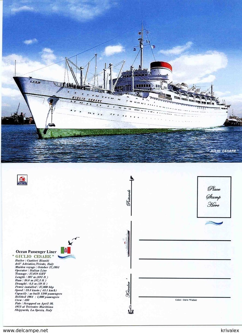 Ship Postcards - Passenger   Ship : " Giulio Cesare    "     Read Description - Other & Unclassified
