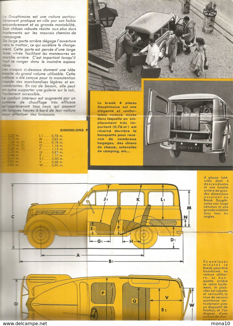 Dépliant Publicitaire, Renault Fourgonnette Dauphinoise; Break 4 Places Dauphinoise, à Billancourt - Automovilismo