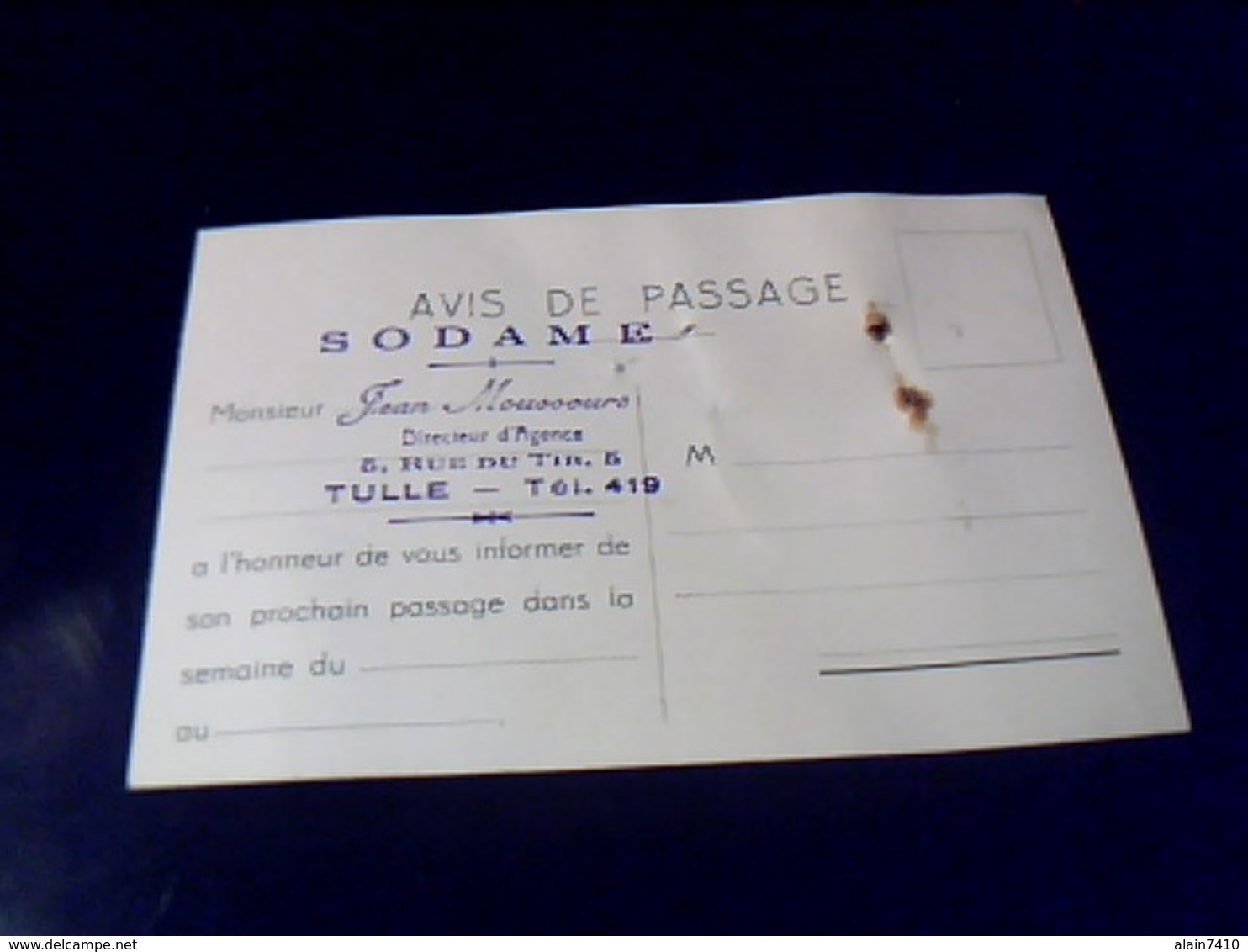 Pulicité Carte De Visite SODAME SGAE  Materiel Electro/domestique A Lyon - Cartes De Visite