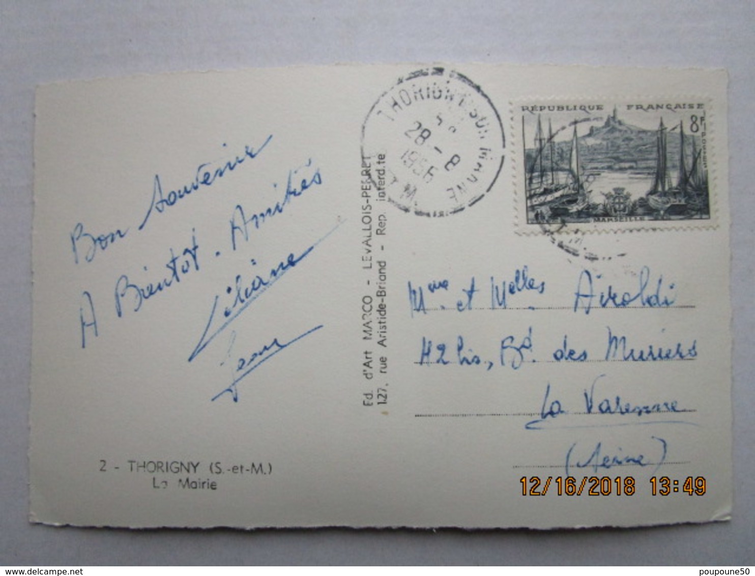 CP 77 THORIGNY Sur MARNE Vers Lagny Sur Marne - La Mairie  1956 - Lagny Sur Marne