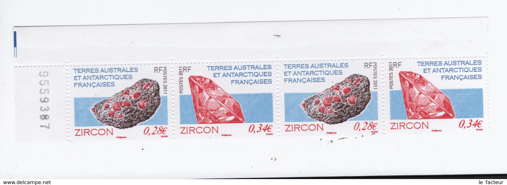 VP8L4 TAAF FSAT Antarctique Antarctic Neufs°° MNH Minéraux Zircon Bande 2011 578 579 - Unused Stamps